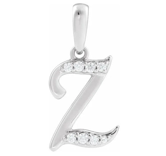 14K Gold Diamond Uppercase Initial Pendant Necklace