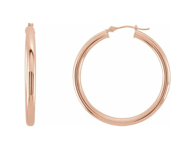 14K Gold Tube Hoop Earring
