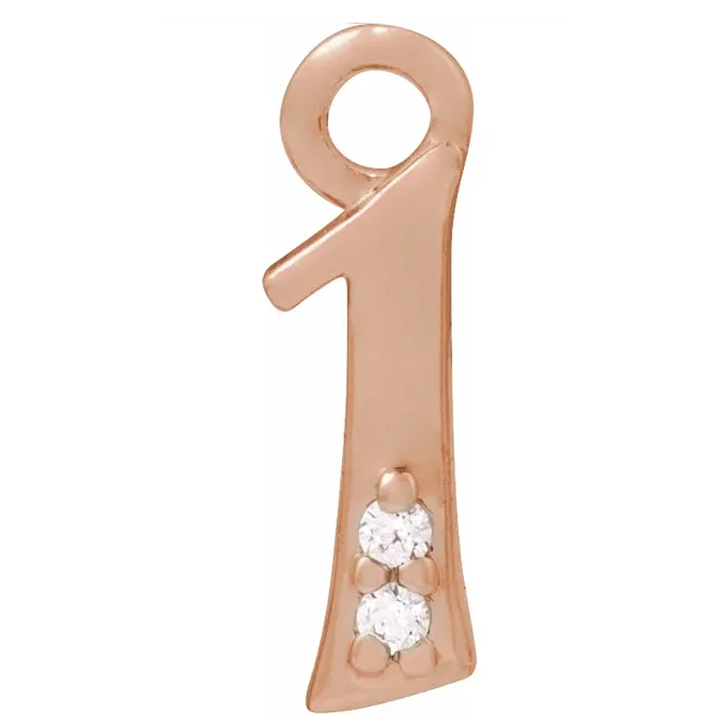 14K Gold .01 CTW Natural Diamond Numeral Dangle Charm