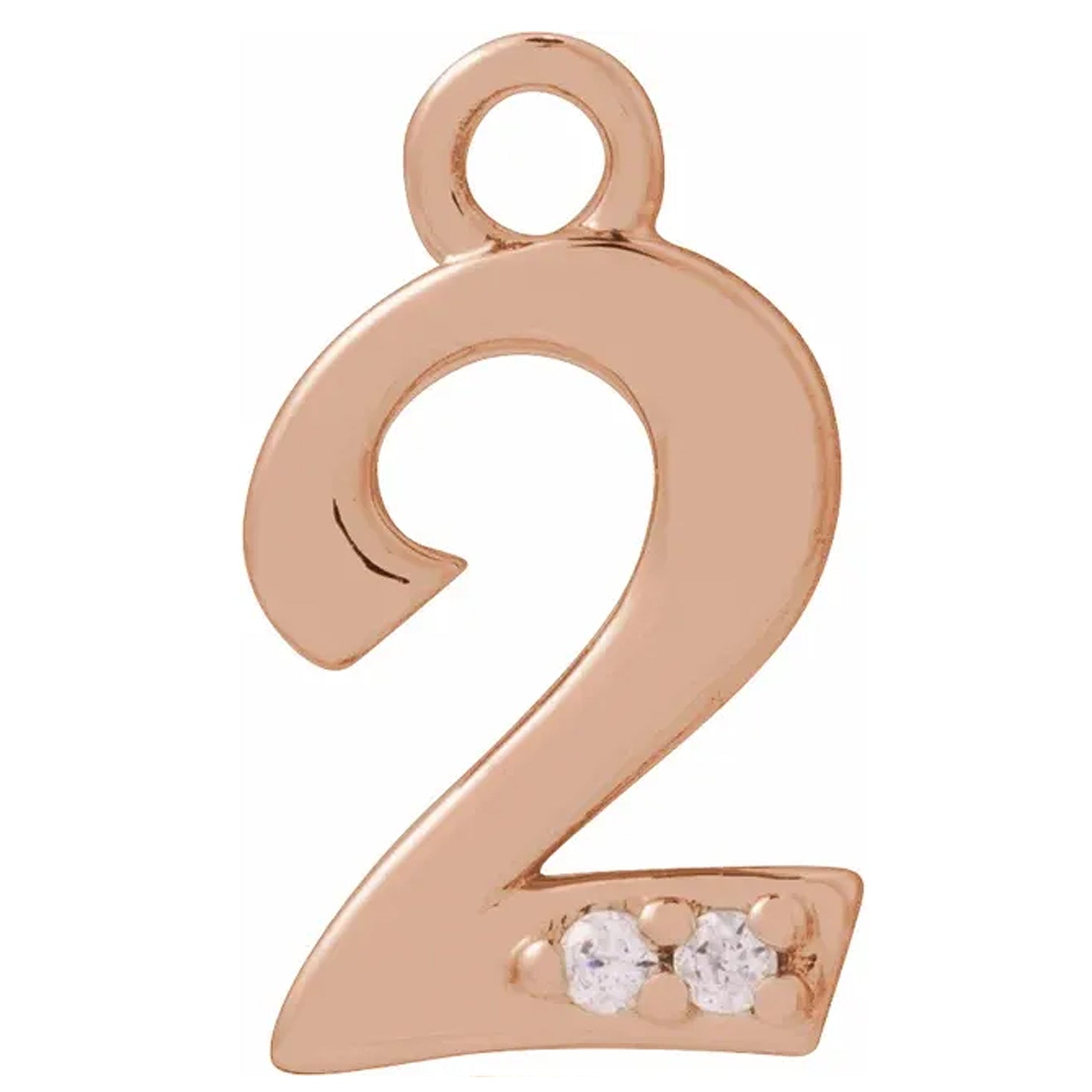 14K Gold .01 CTW Natural Diamond Numeral Dangle Charm