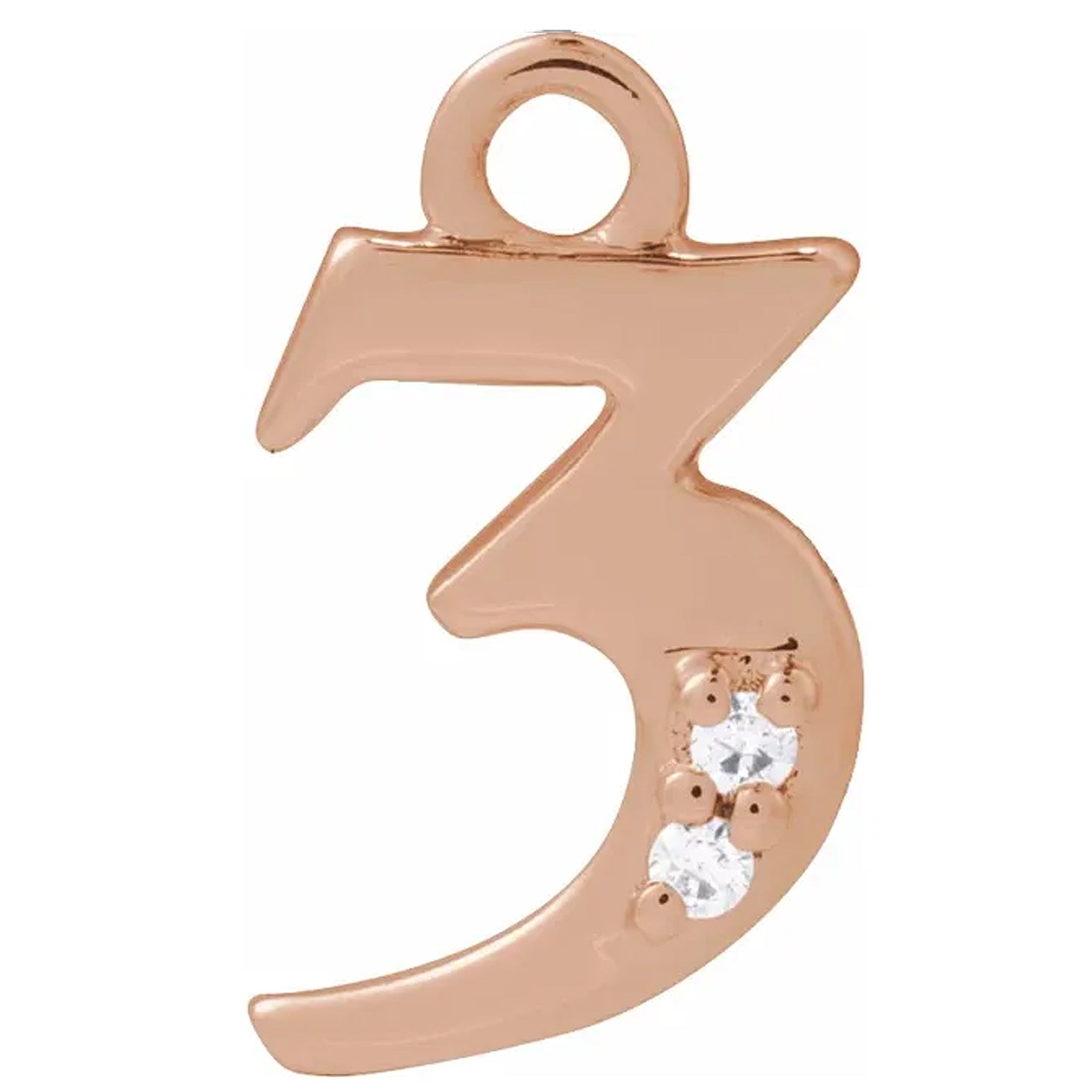 14K Gold .01 CTW Natural Diamond Numeral Dangle Charm