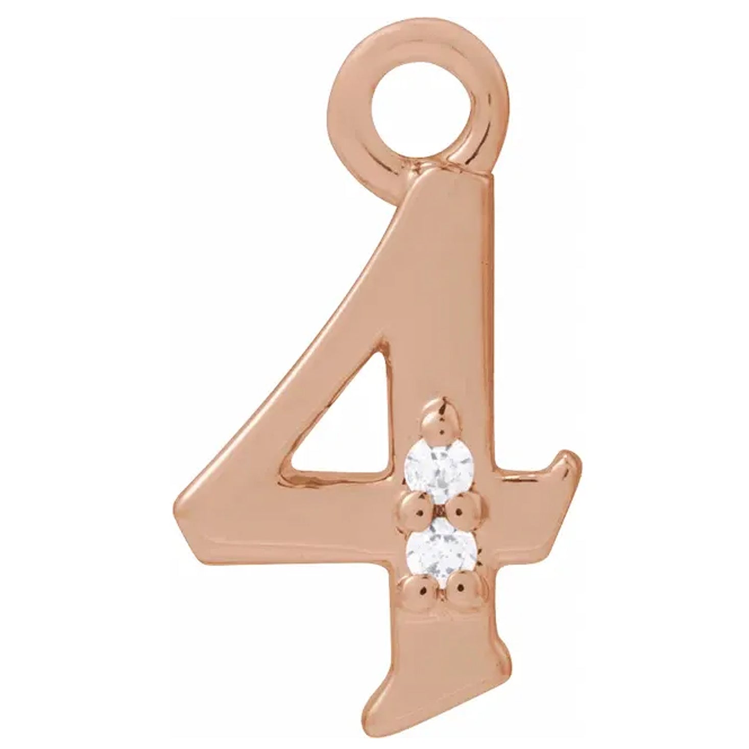 14K Gold .01 CTW Natural Diamond Numeral Dangle Charm