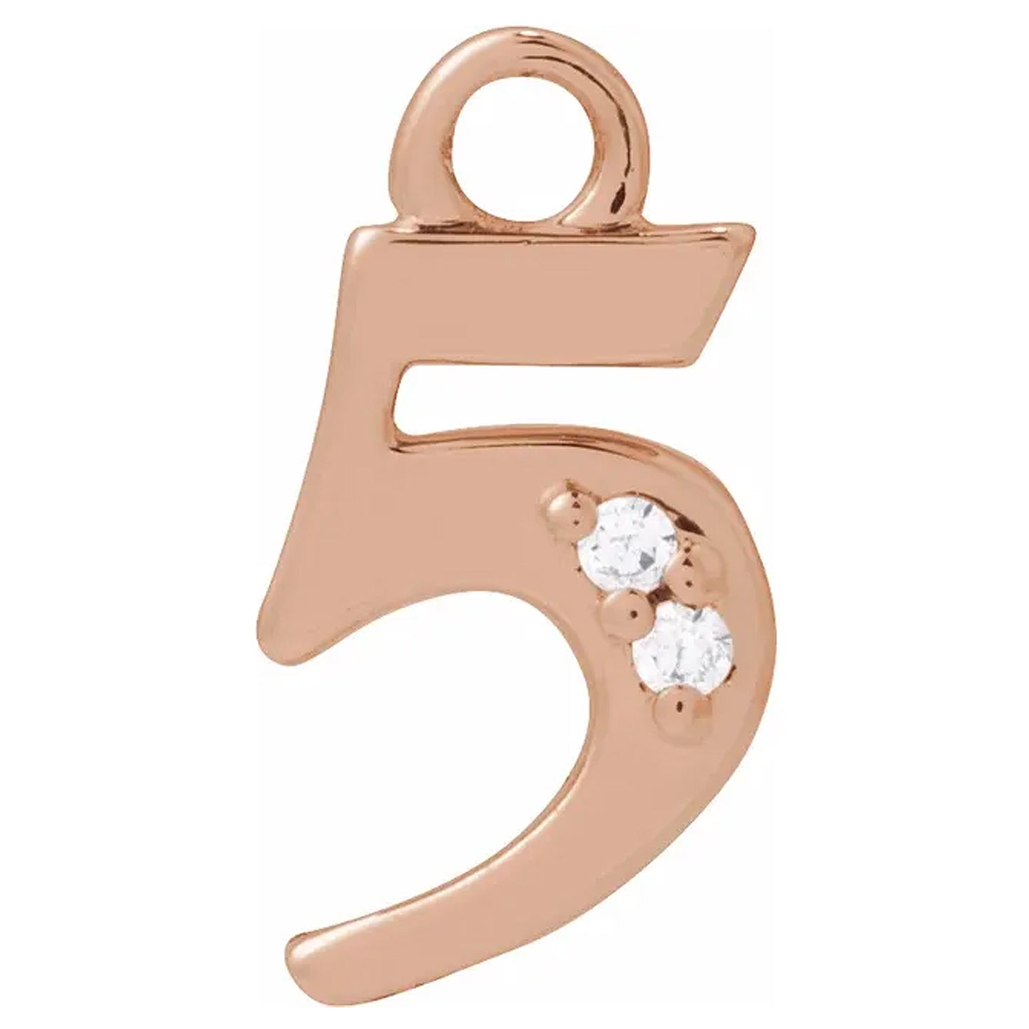 14K Gold .01 CTW Natural Diamond Numeral Dangle Charm