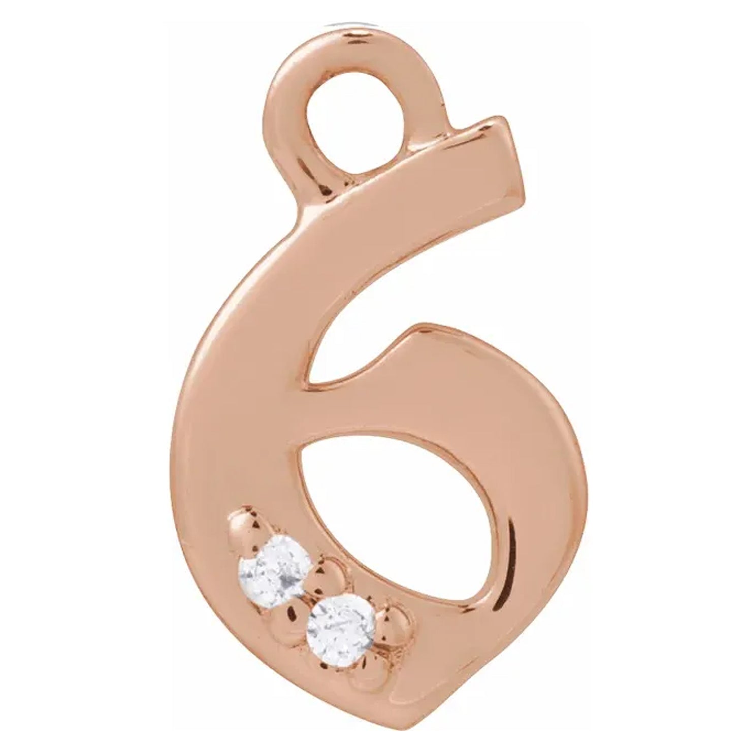 14K Gold .01 CTW Natural Diamond Numeral Dangle Charm