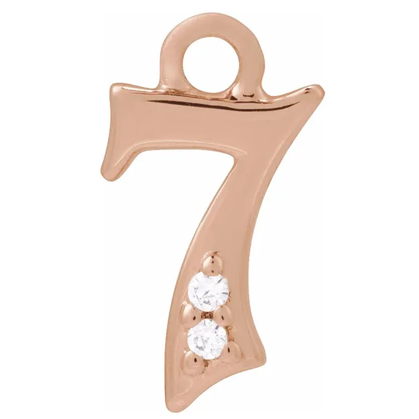 14K Gold .01 CTW Natural Diamond Numeral Dangle Charm