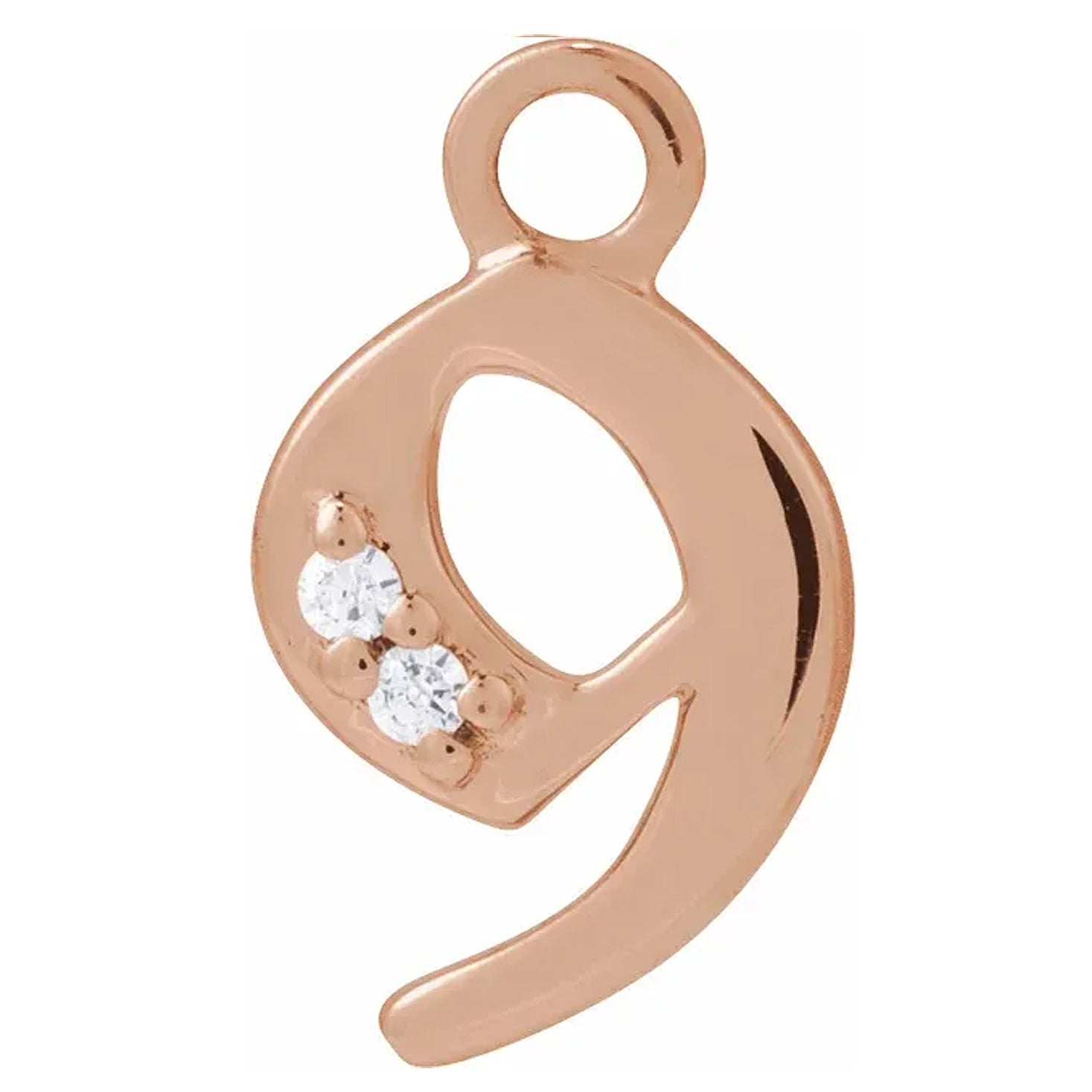 14K Gold .01 CTW Natural Diamond Numeral Dangle Charm