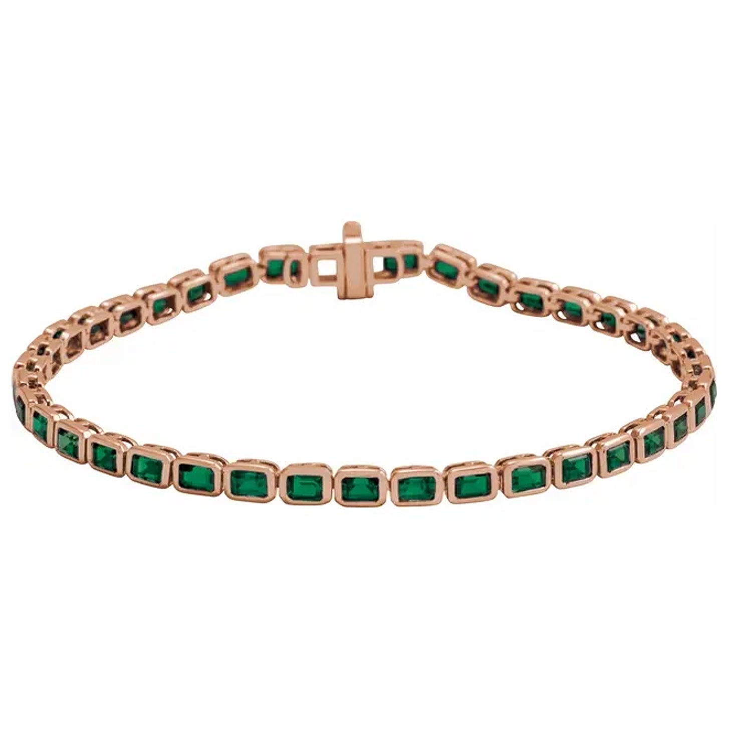 14K Yellow Gold Natural Gemstone Line Bracelet
