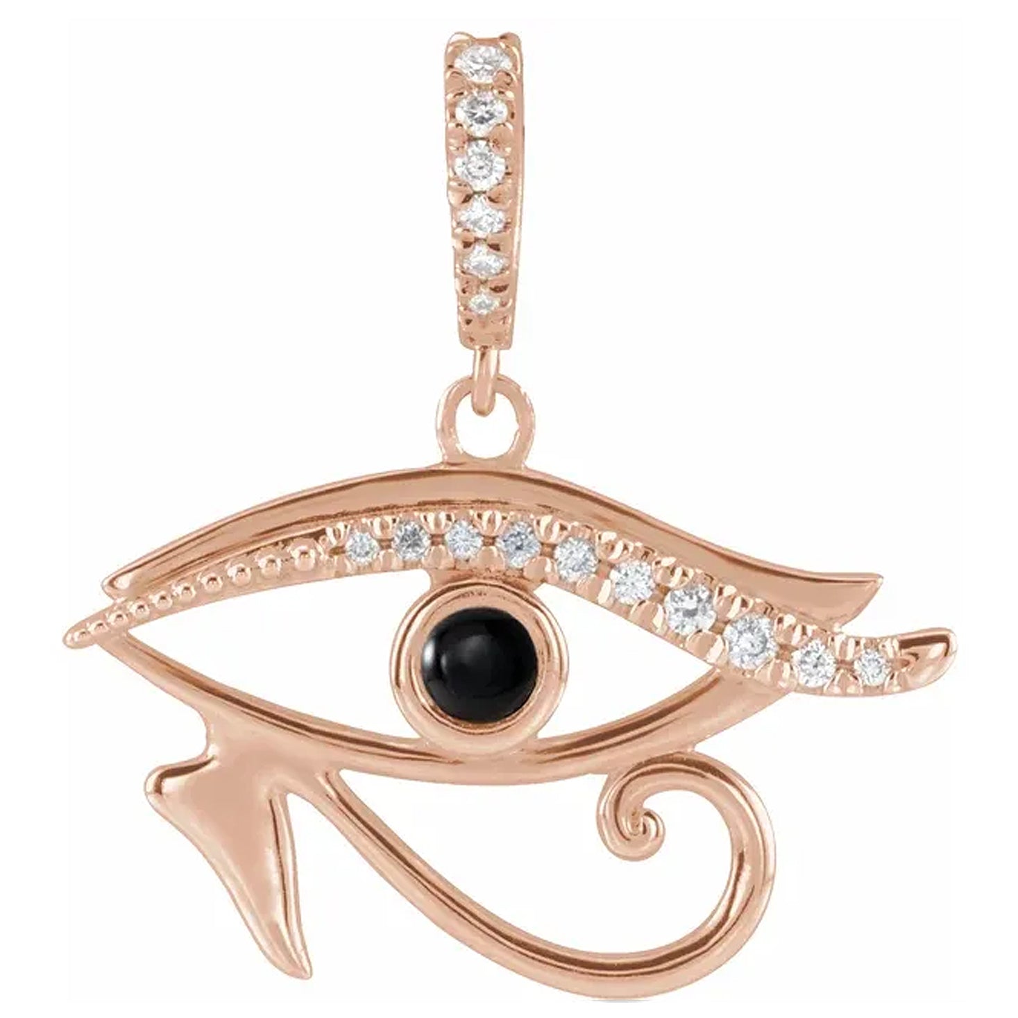 14K Gold Eye of Providence Natural Gemstone & Diamond Pendant