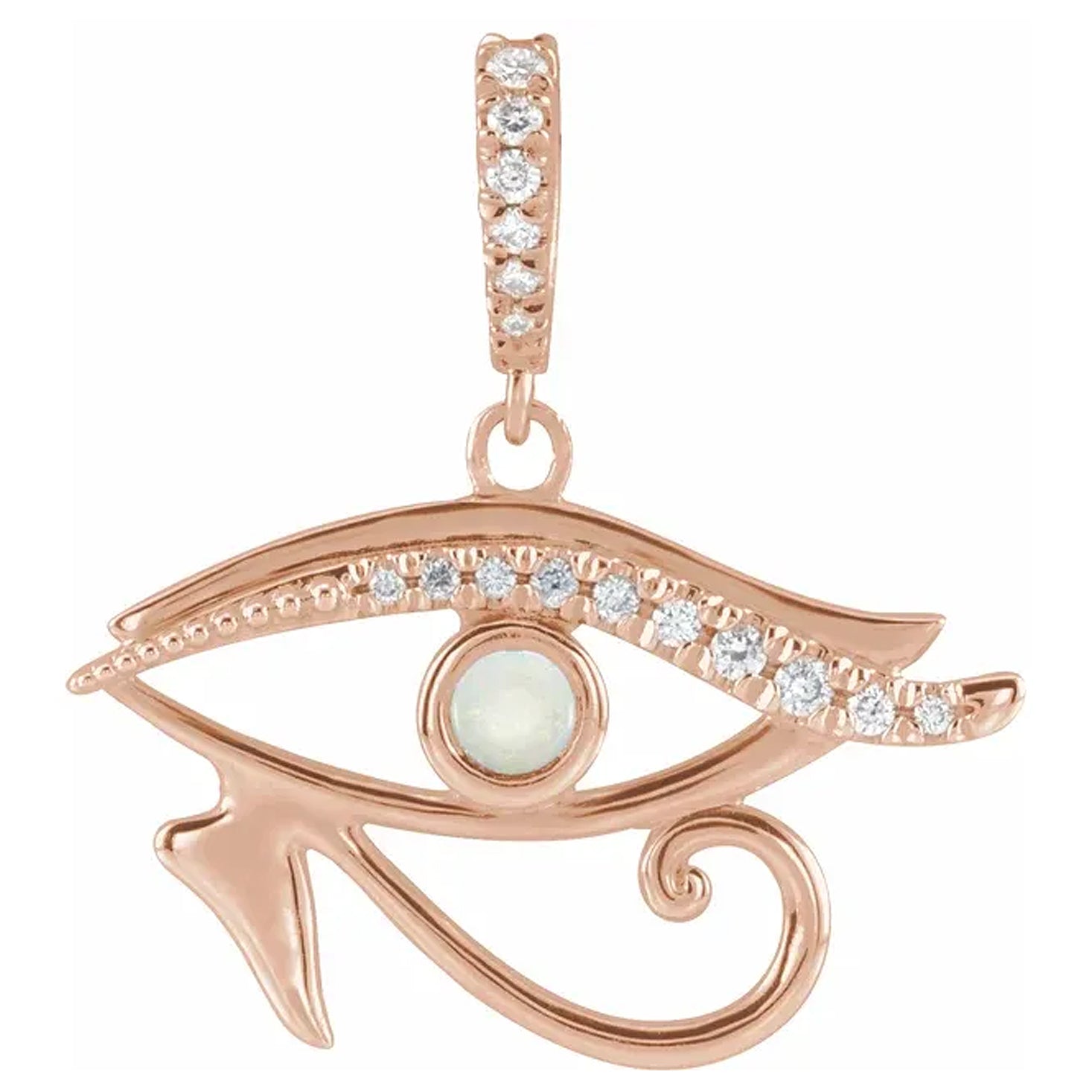 14K Gold Eye of Providence Natural Gemstone & Diamond Pendant