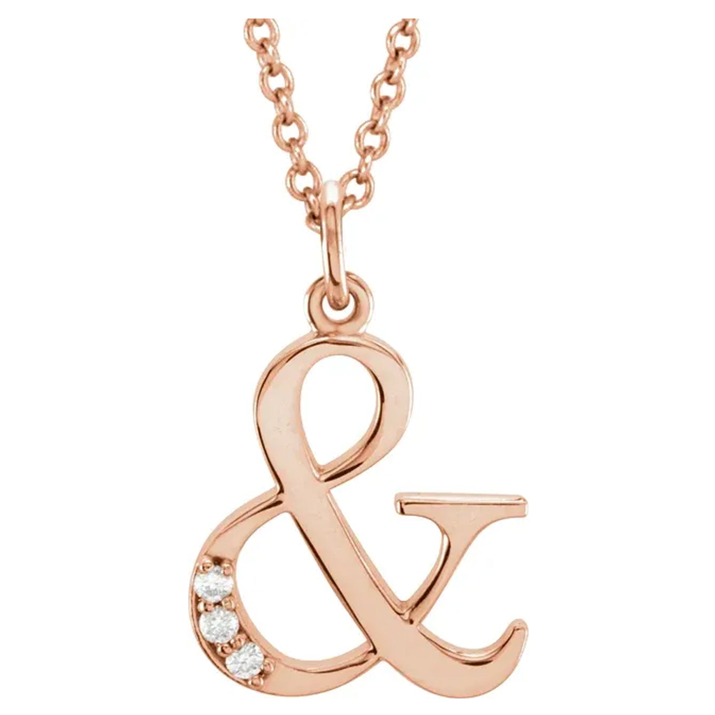 14K Gold and Diamond Ampersand Necklace
