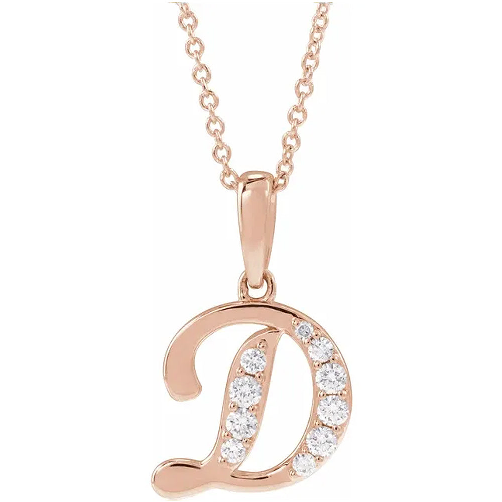 14K Gold Diamond Uppercase Initial Pendant Necklace