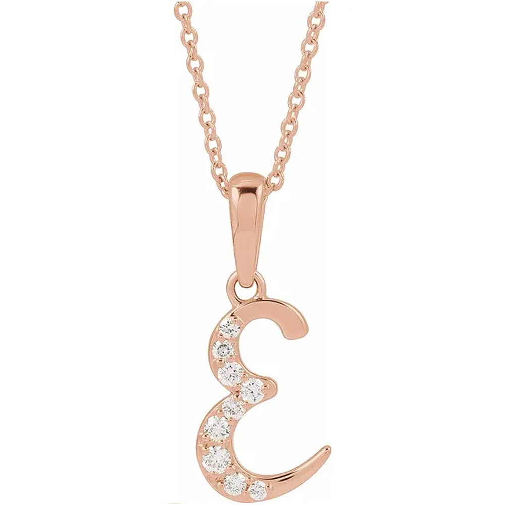 14K Gold Diamond Uppercase Initial Pendant Necklace