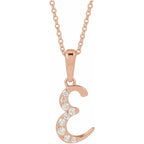 14K Gold Diamond Uppercase Initial Pendant Necklace