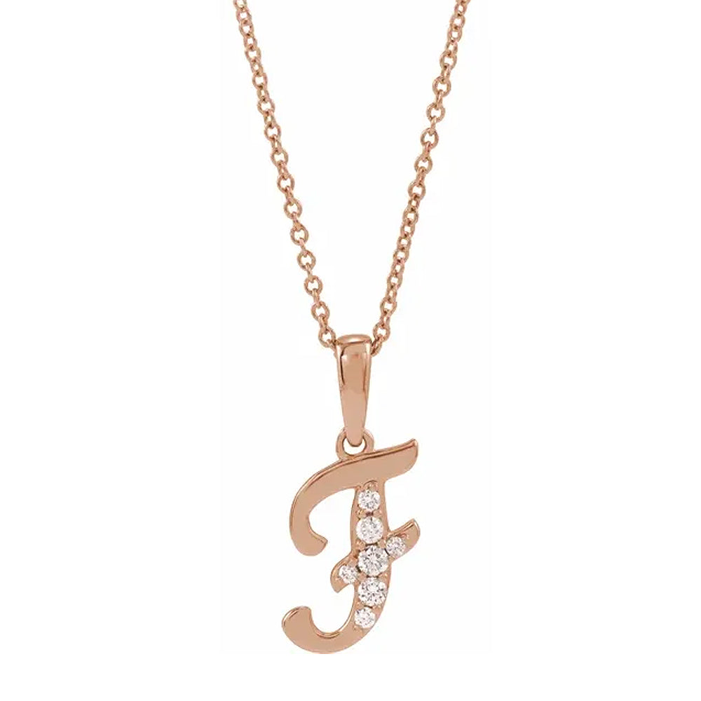 14K Gold Diamond Uppercase Initial Pendant Necklace
