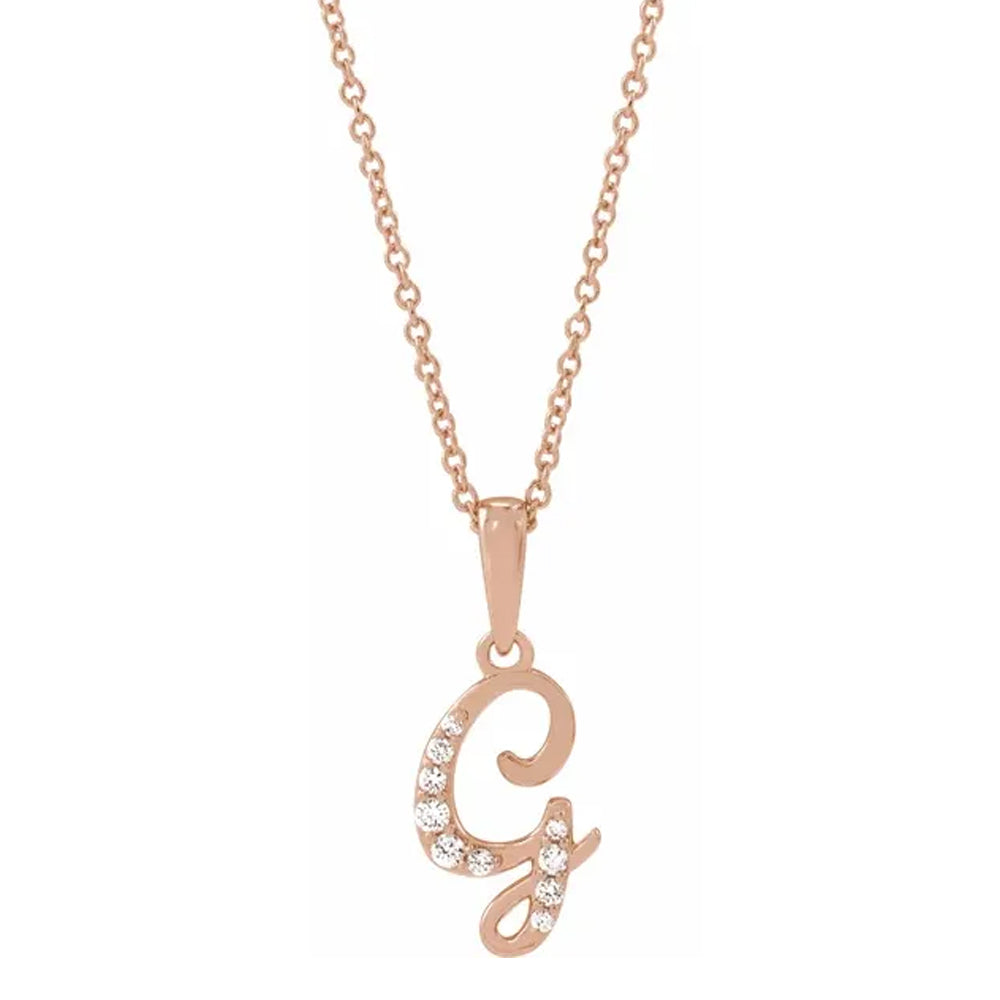14K Gold Diamond Uppercase Initial Pendant Necklace