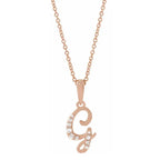 14K Gold Diamond Uppercase Initial Pendant Necklace