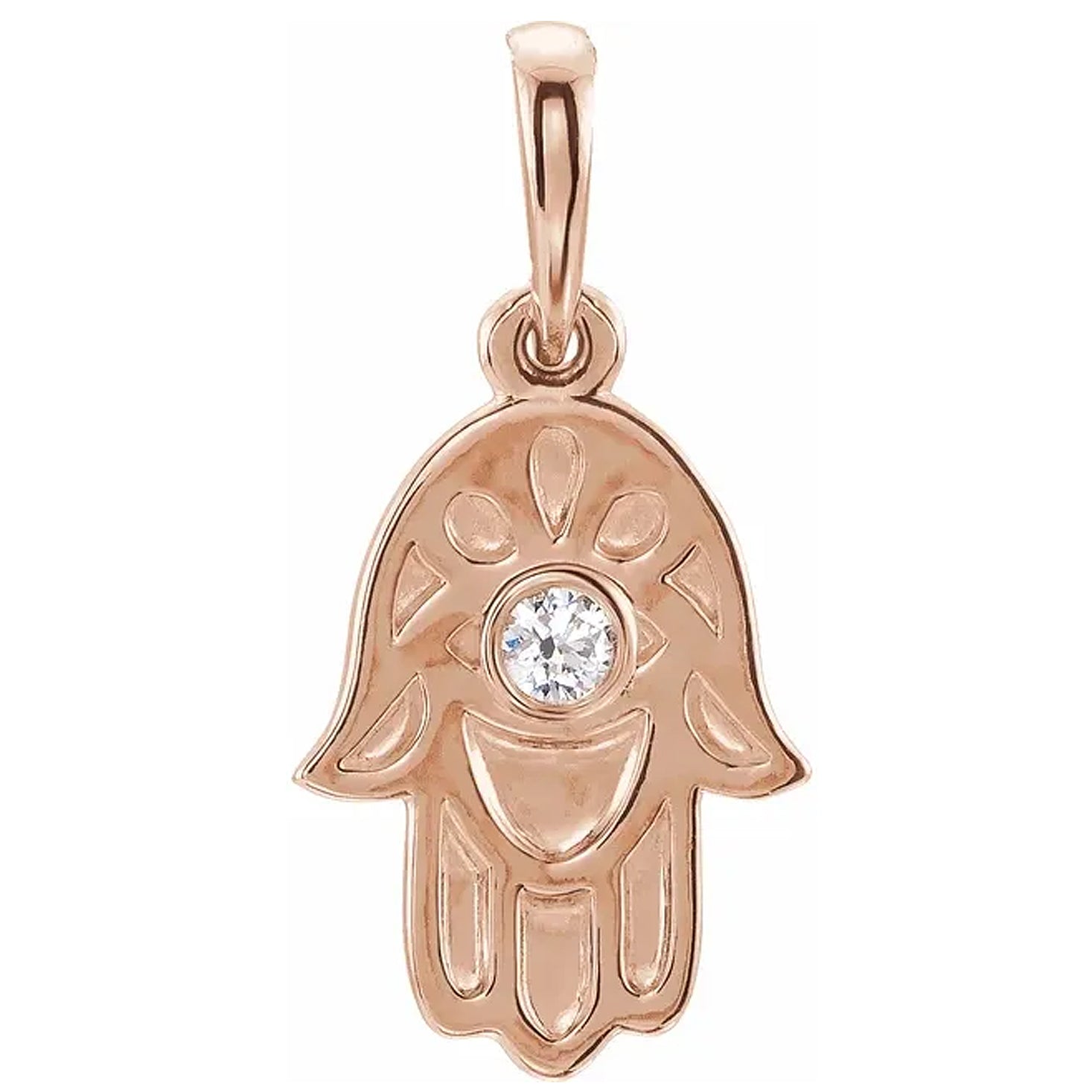 14K Yellow Gold .03 CTW Natural Diamond Hamsa Pendant