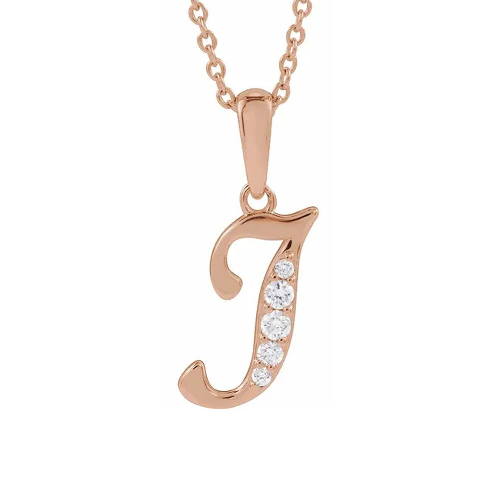 14K Gold Diamond Uppercase Initial Pendant Necklace