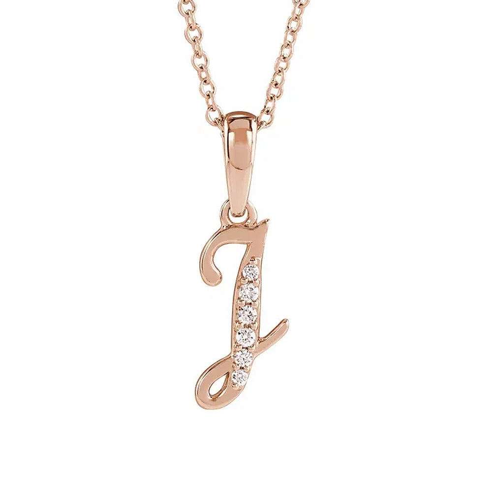 14K Gold Diamond Uppercase Initial Pendant Necklace