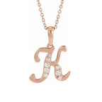 14K Gold Diamond Uppercase Initial Pendant Necklace