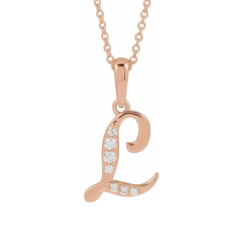 14K Gold Diamond Uppercase Initial Pendant Necklace