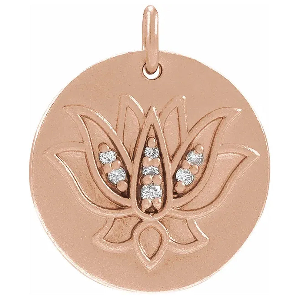 14K .025 CTW Natural Diamond Lotus Pendant