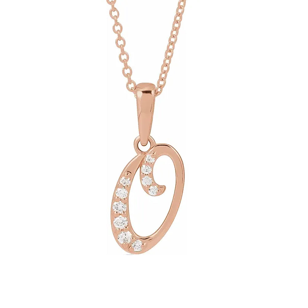 14K Gold Diamond Uppercase Initial Pendant Necklace