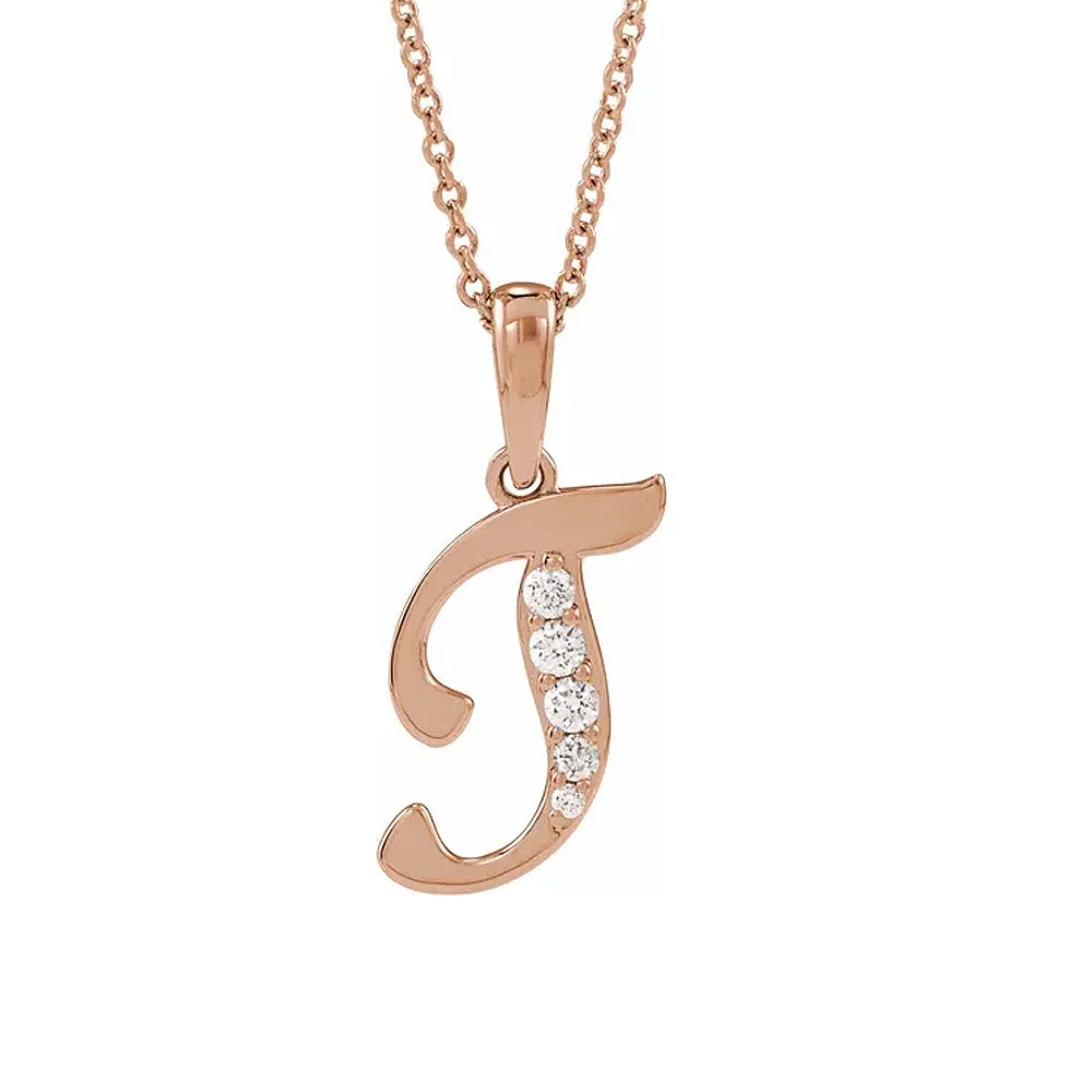 14K Gold Diamond Uppercase Initial Pendant Necklace