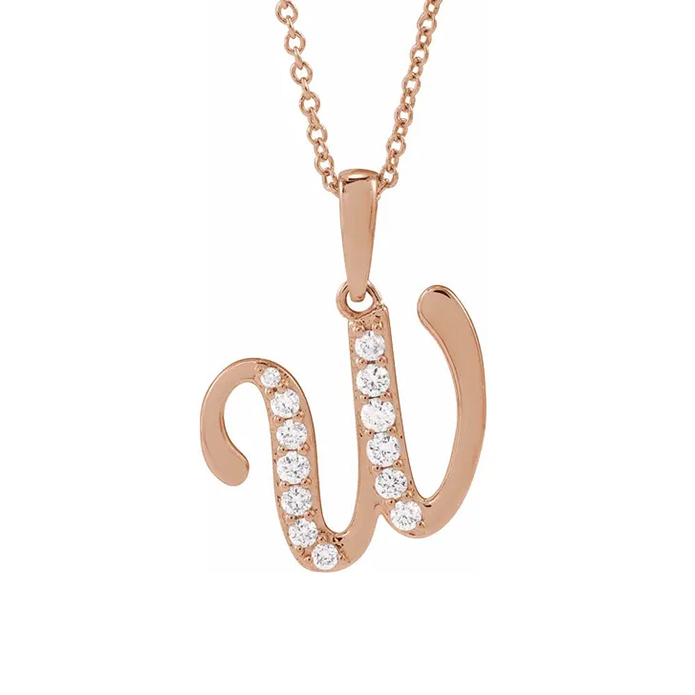 14K Gold Diamond Uppercase Initial Pendant Necklace