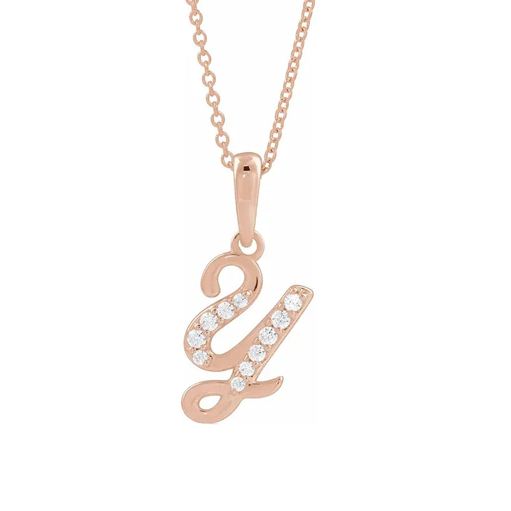 14K Gold Diamond Uppercase Initial Pendant Necklace