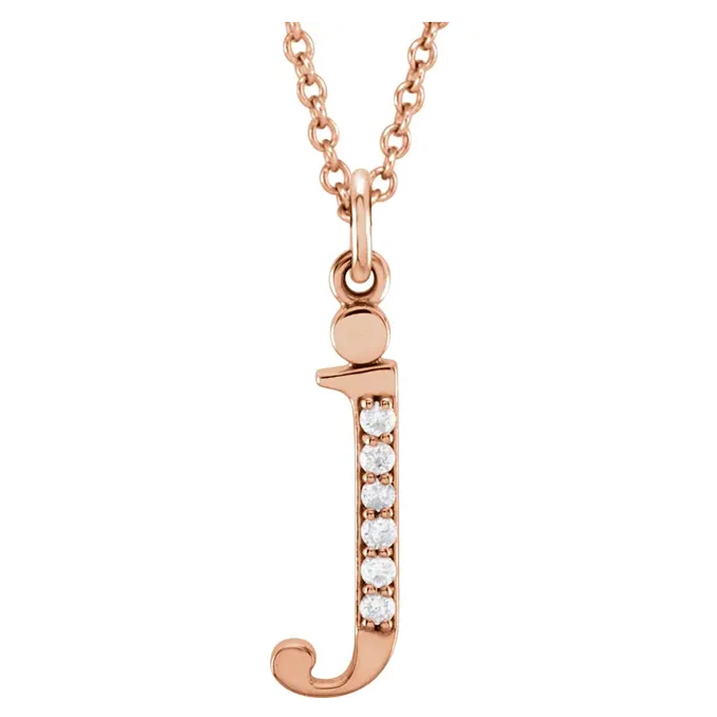 14K Gold Diamond Lowercase Initial Pendant Necklace