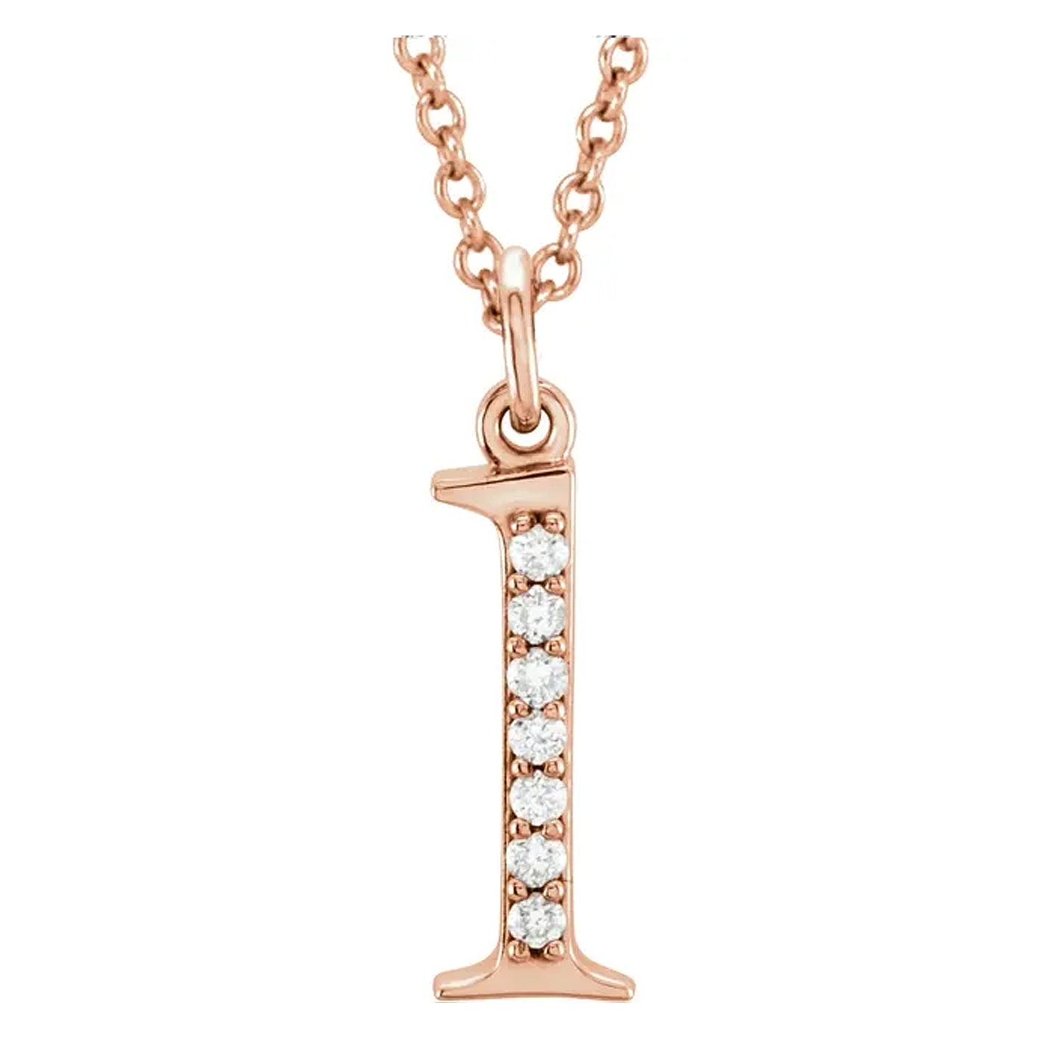 14K Gold Diamond Lowercase Initial Pendant Necklace