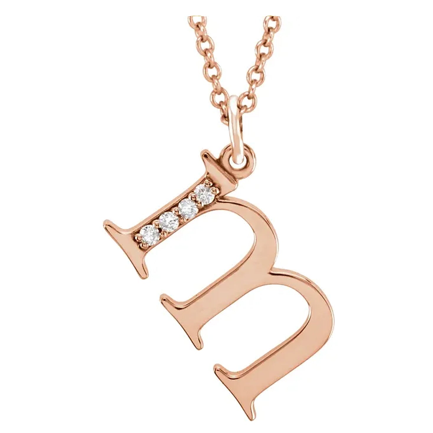14K Gold Diamond Lowercase Initial Pendant Necklace