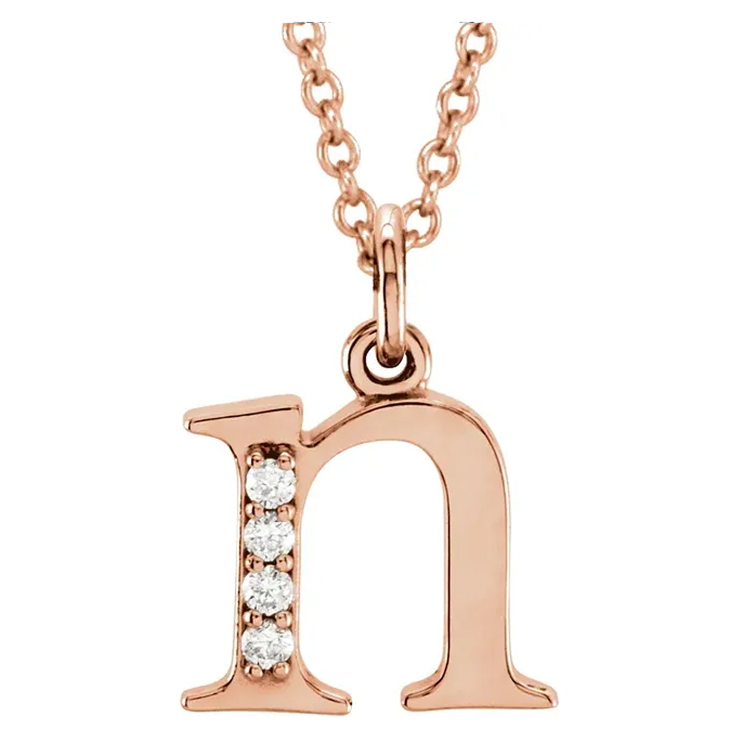14K Gold Diamond Lowercase Initial Pendant Necklace