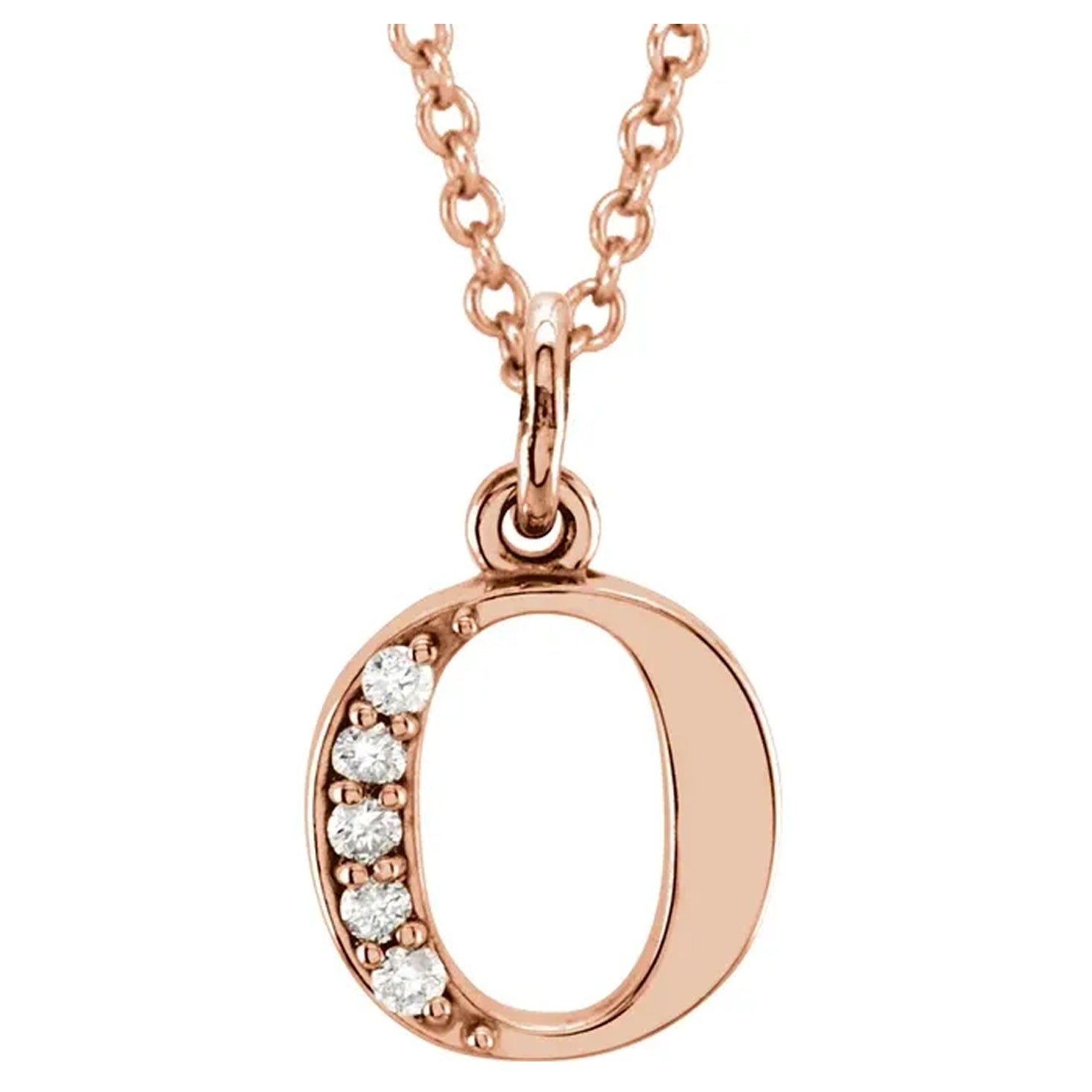 14K Gold Diamond Lowercase Initial Pendant Necklace