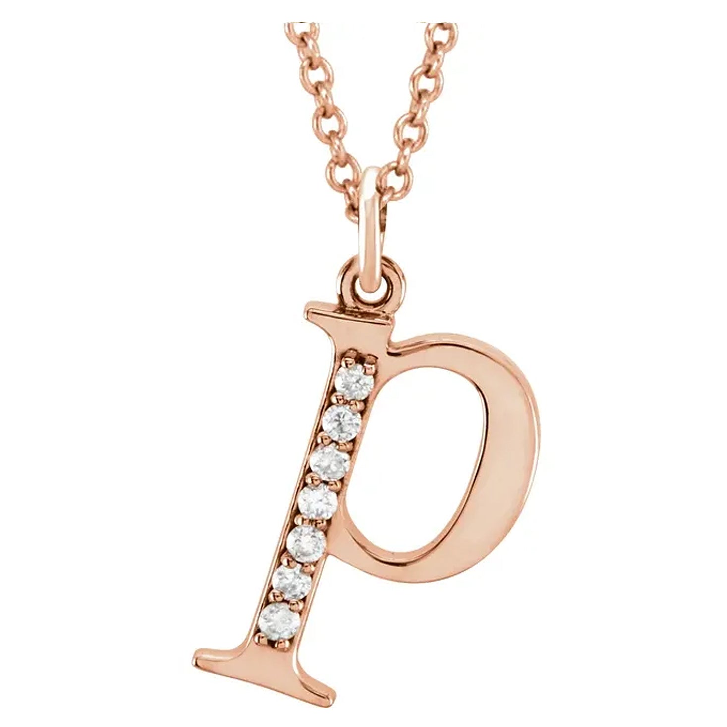14K Gold Diamond Lowercase Initial Pendant Necklace