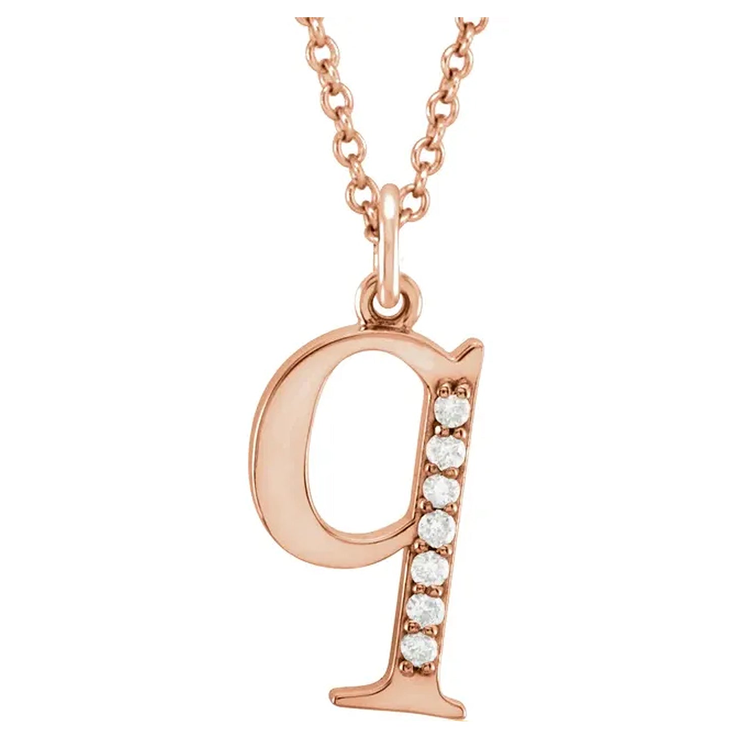 14K Gold Diamond Lowercase Initial Pendant Necklace
