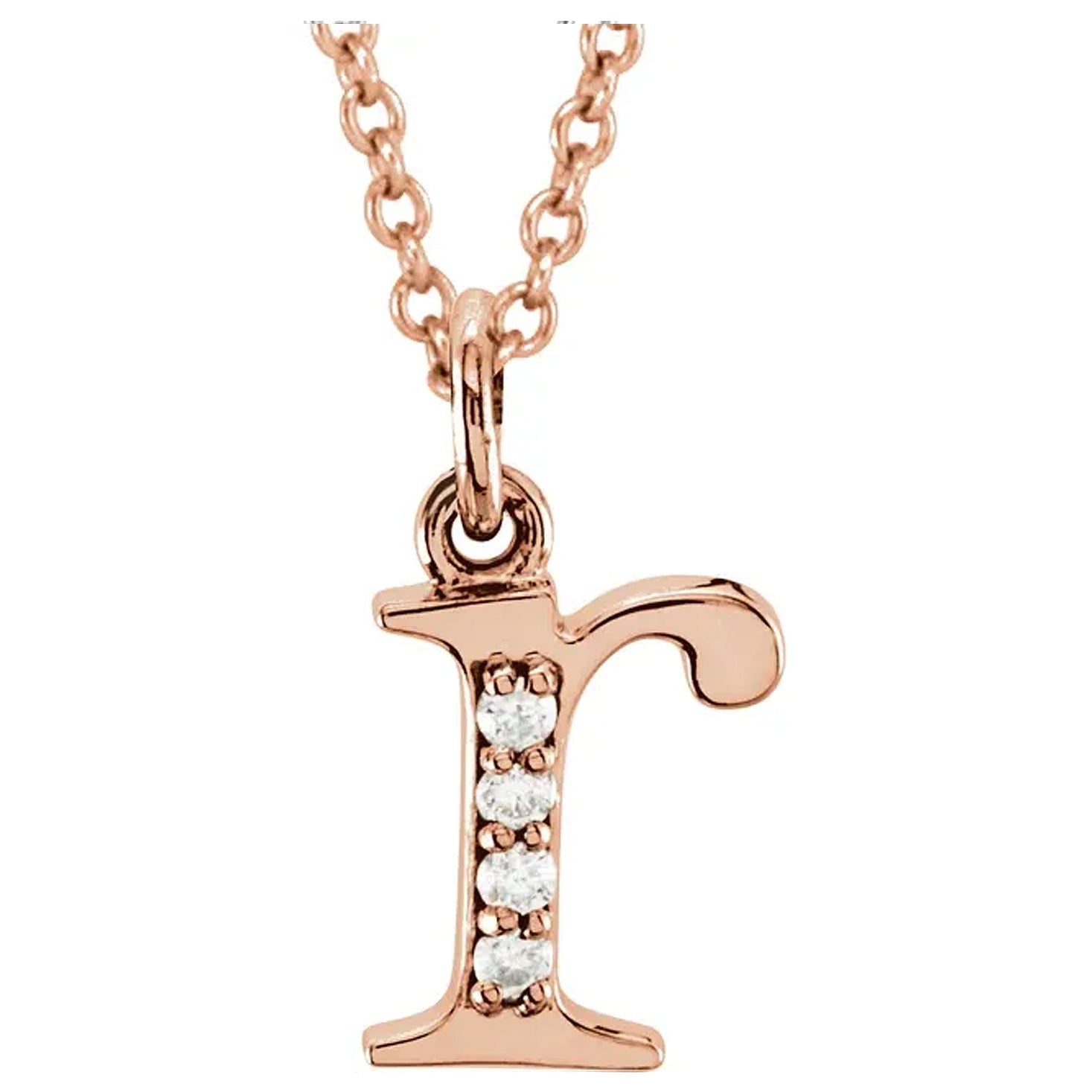 14K Gold Diamond Lowercase Initial Pendant Necklace