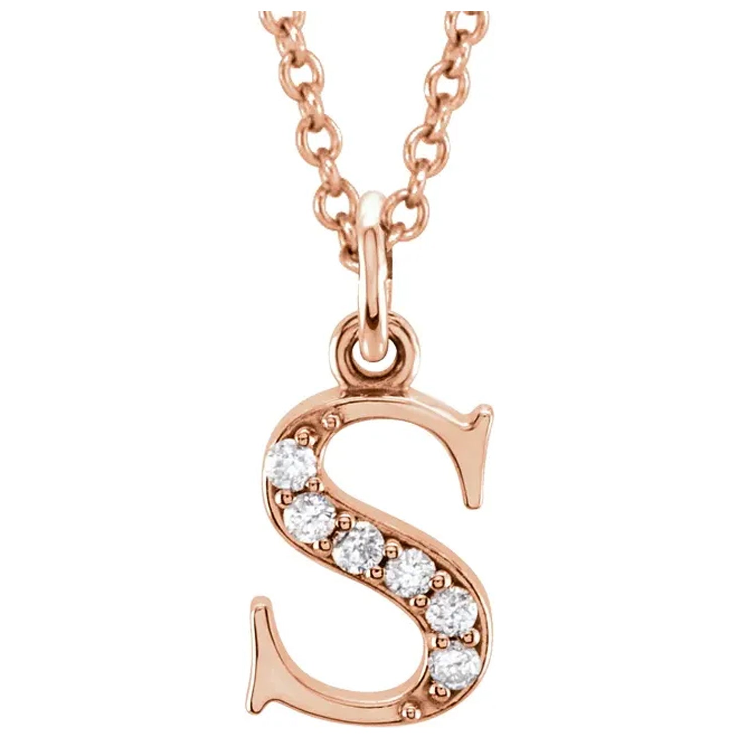 14K Gold Diamond Lowercase Initial Pendant Necklace
