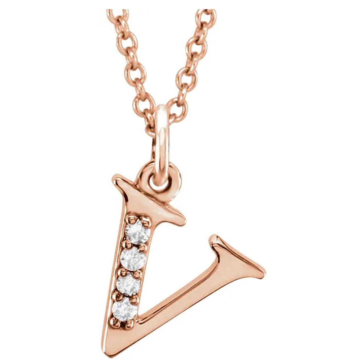 14K Gold Diamond Lowercase Initial Pendant Necklace