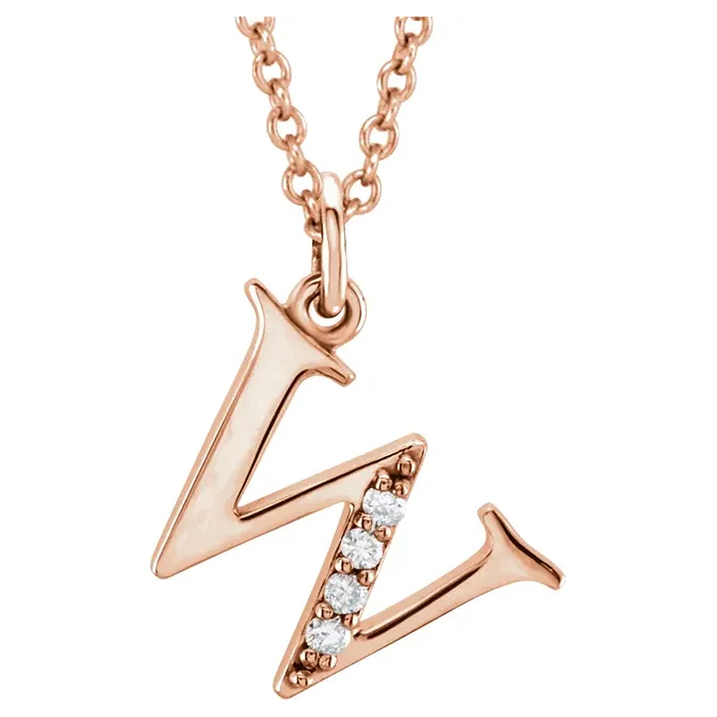 14K Gold Diamond Lowercase Initial Pendant Necklace