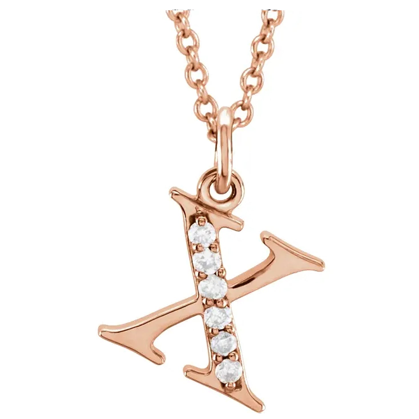 14K Gold Diamond Lowercase Initial Pendant Necklace