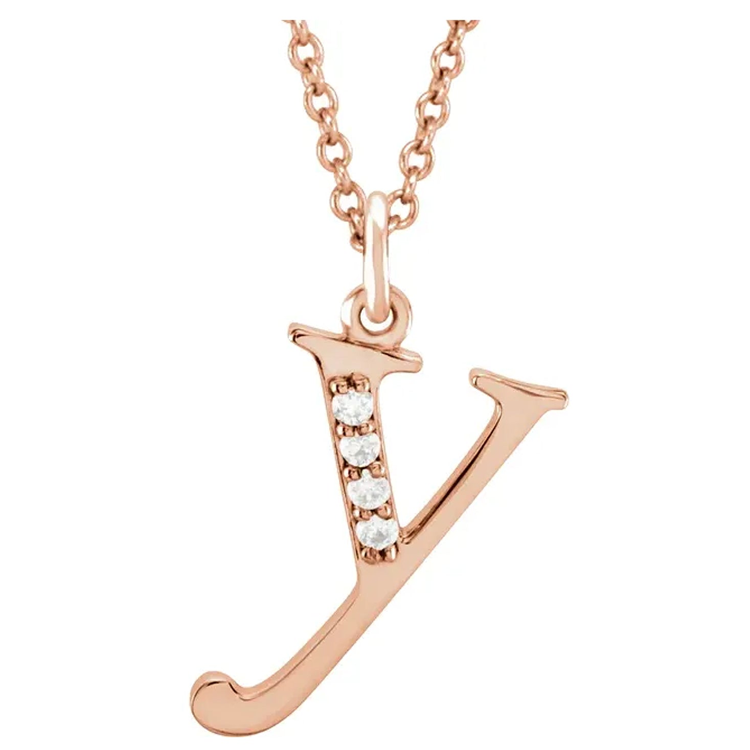 14K Gold Diamond Lowercase Initial Pendant Necklace