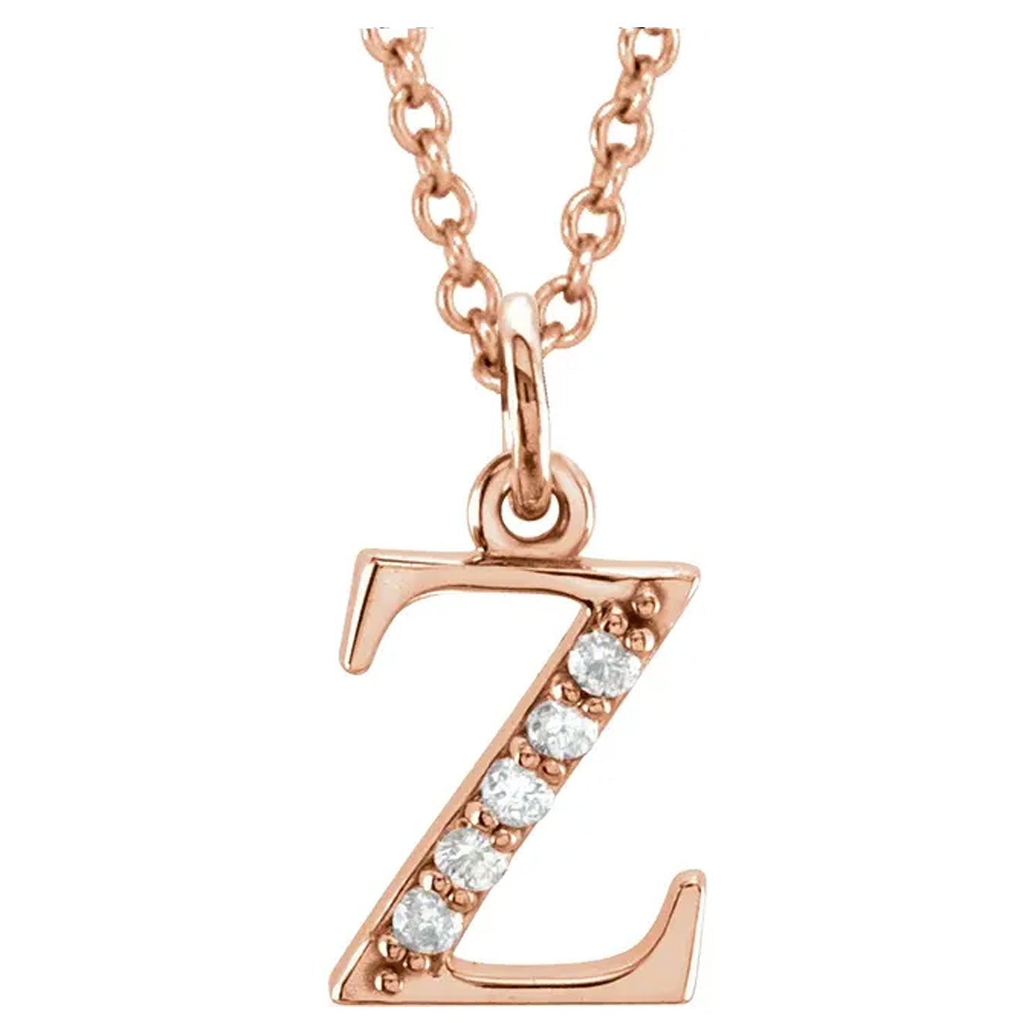 14K Gold Diamond Lowercase Initial Pendant Necklace