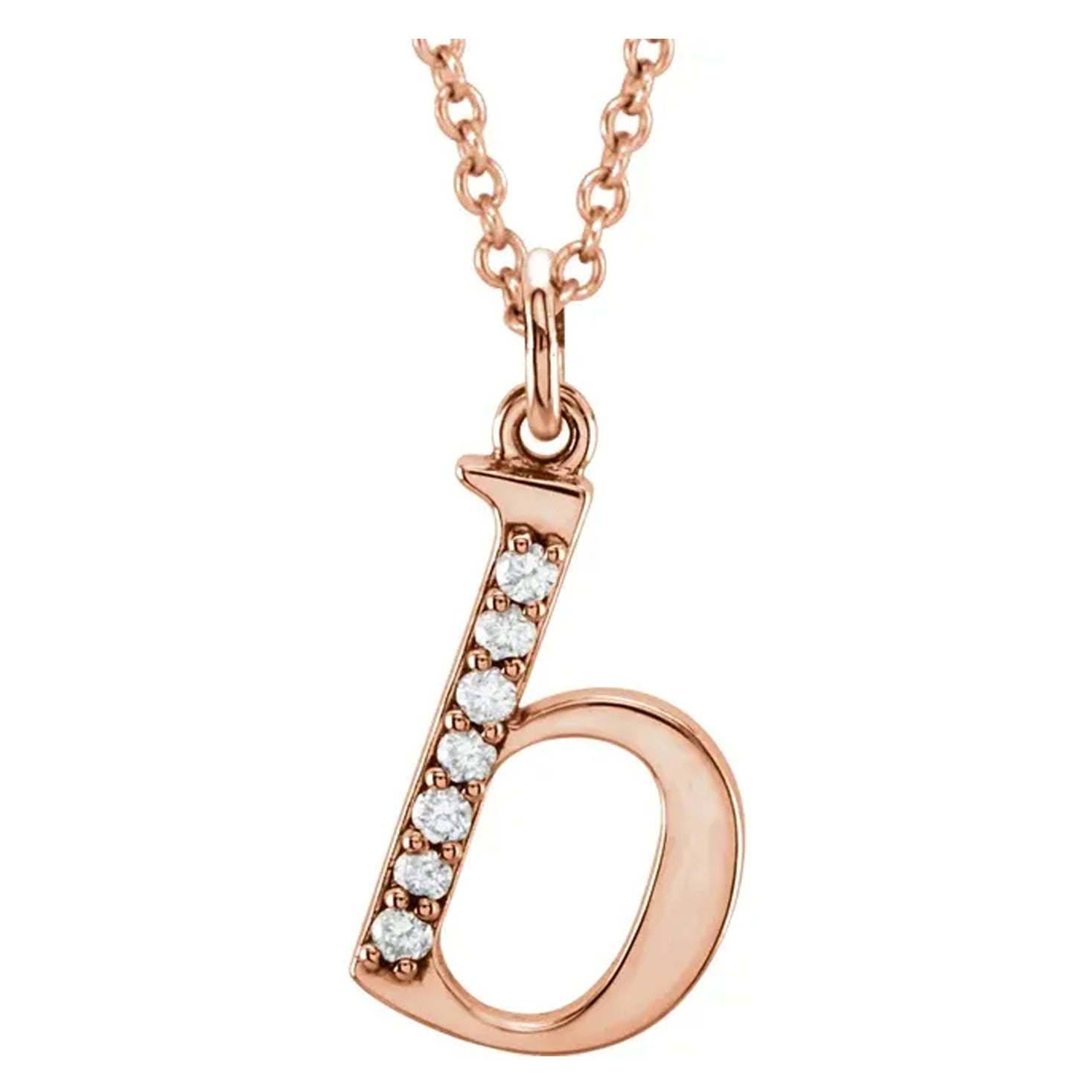 14K Gold Diamond Lowercase Initial Pendant Necklace