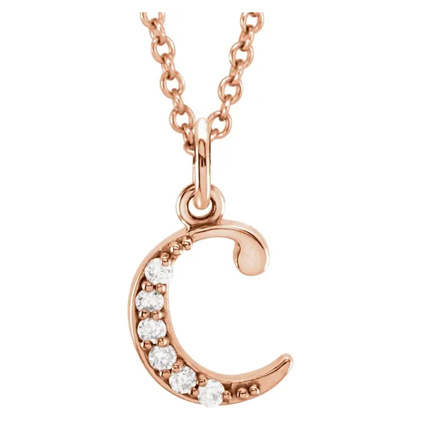 14K Gold Diamond Lowercase Initial Pendant Necklace