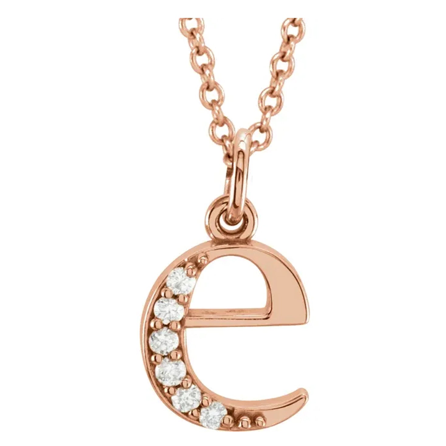14K Gold Diamond Lowercase Initial Pendant Necklace