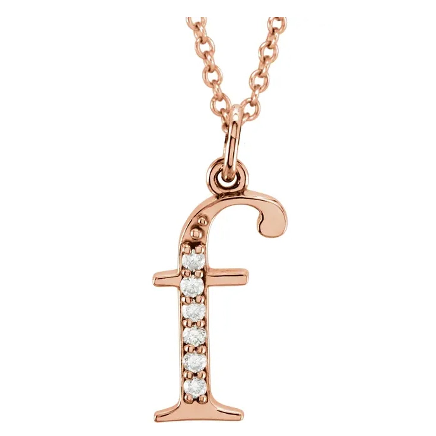 14K Gold Diamond Lowercase Initial Pendant Necklace
