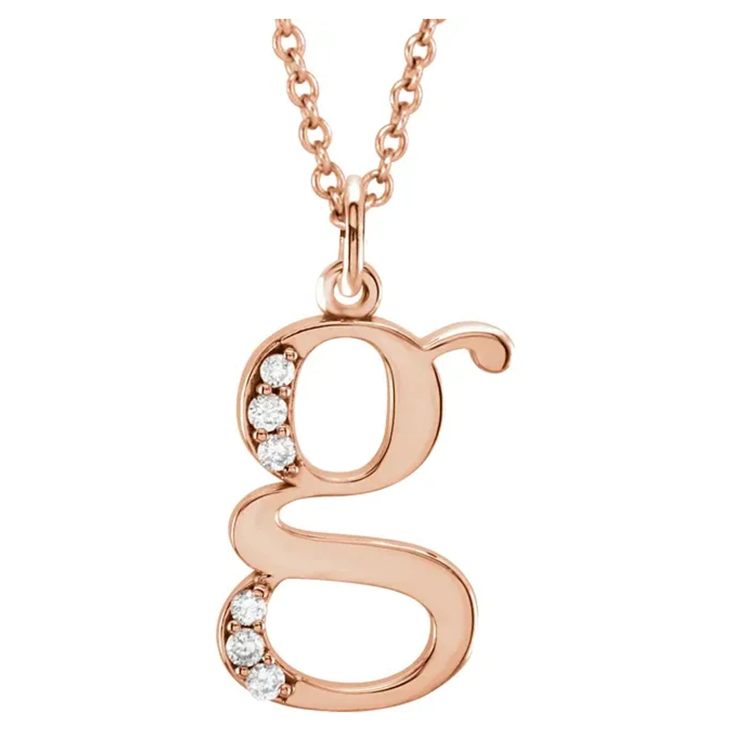 14K Gold Diamond Lowercase Initial Pendant Necklace