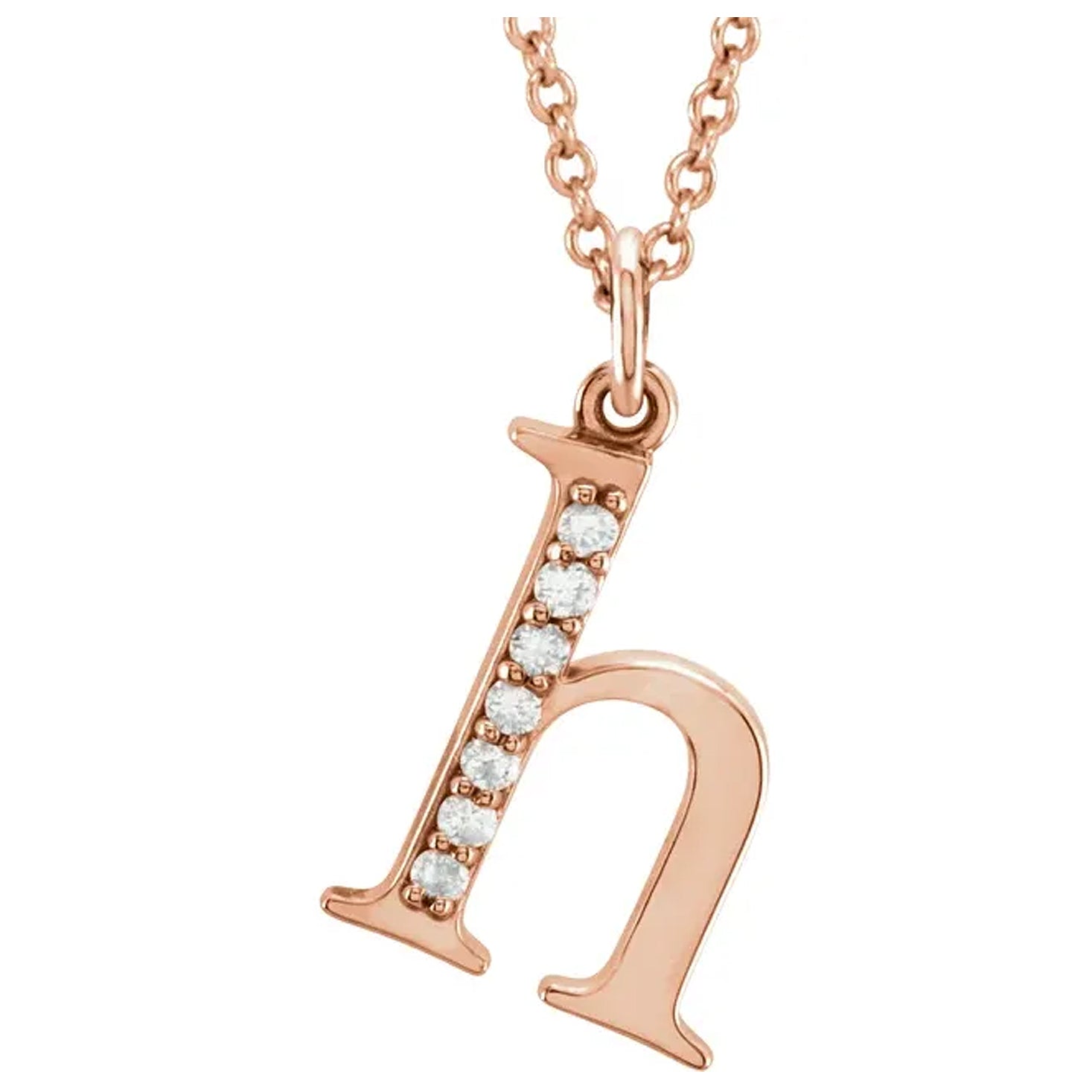 14K Gold Diamond Lowercase Initial Pendant Necklace